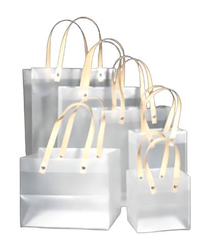 10 שקיות PVC איכותית שקוף חלבי עם ידית נשיאה - קטן קטן 23×13×20 ס"מ