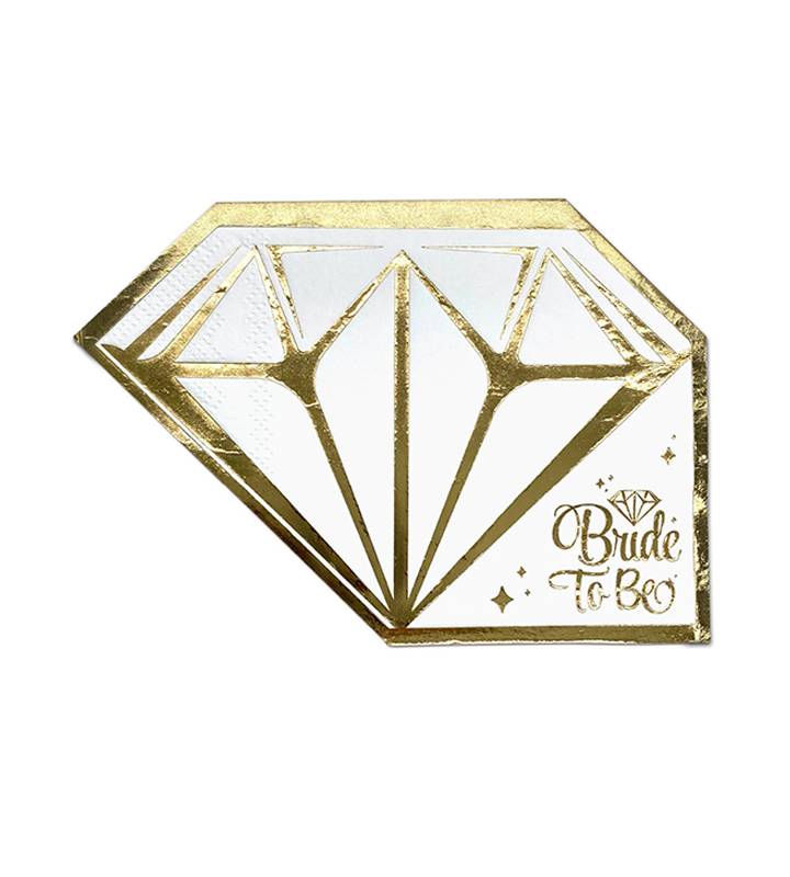 12 מפיות BRIDE TO BE יהלום לבן זהב 33X33 ס"מ