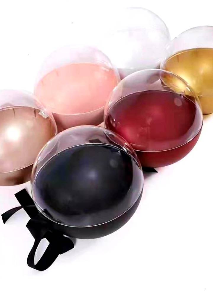 קופסת כדור עגול חצי שקוף צבע ורוד