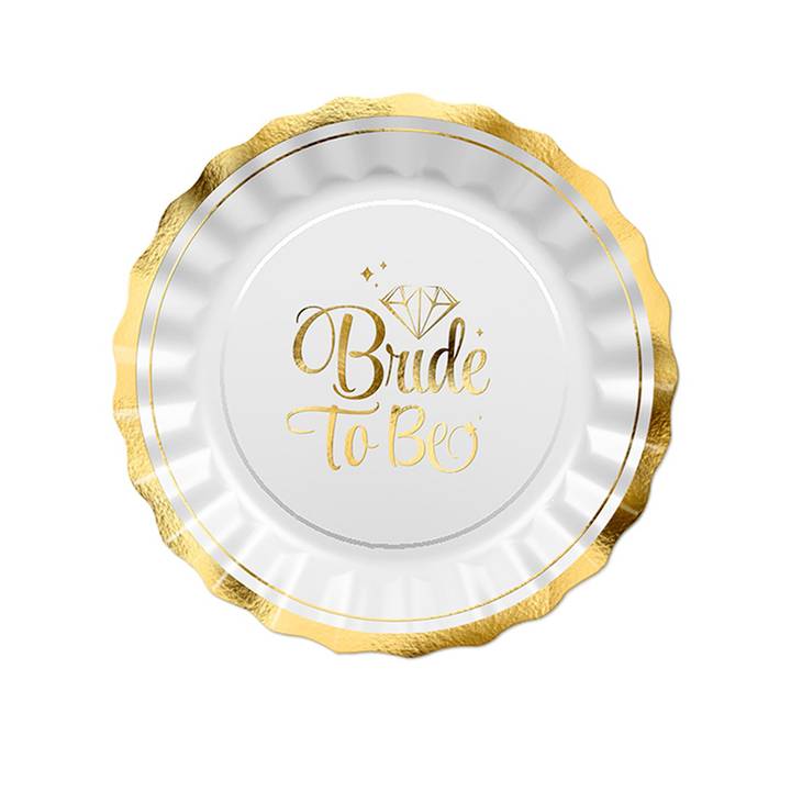 10 צלחות BRIDE TO BE זהב קוטר 25