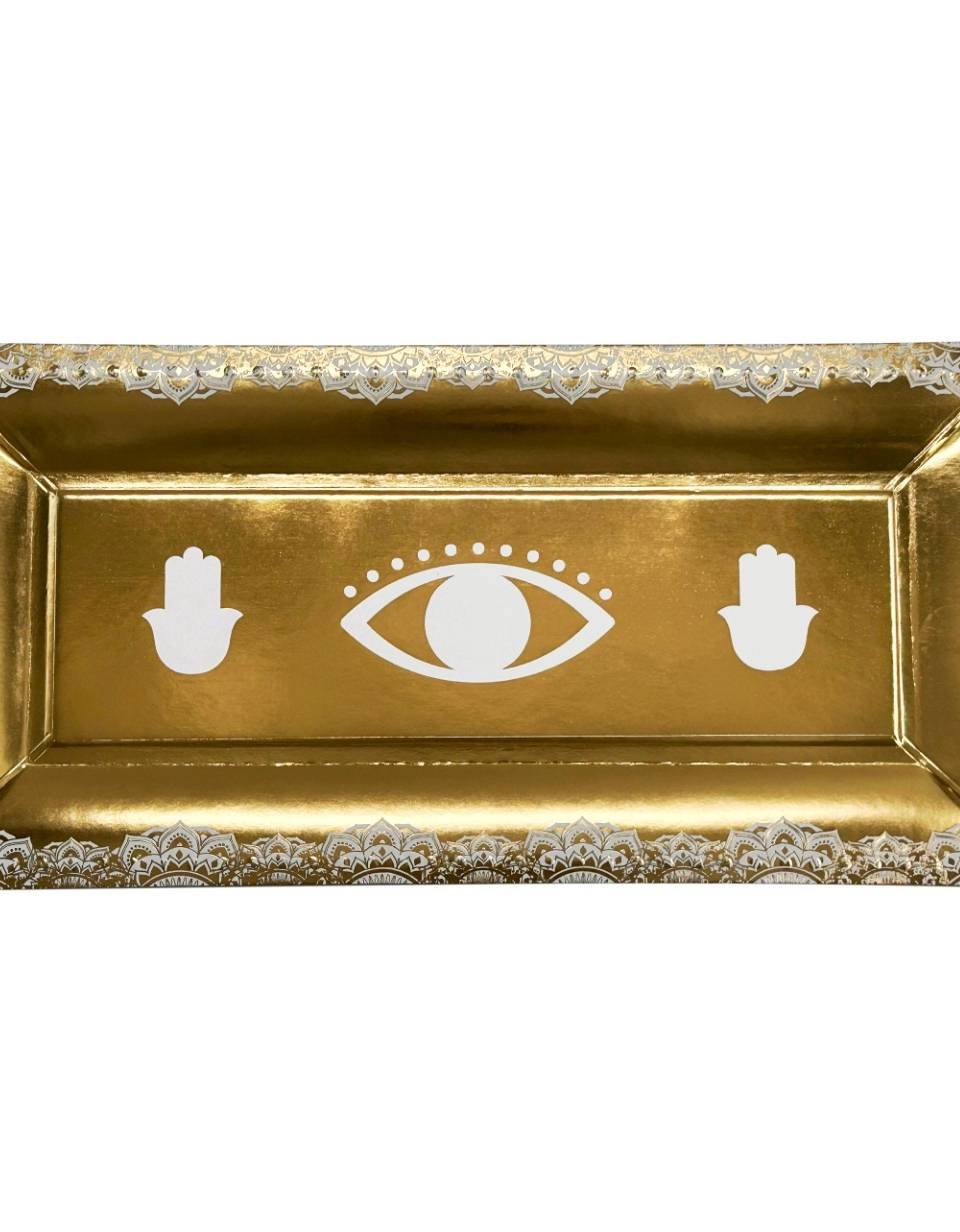 3 מגשי אינגליש זהב חמסה 19.5×40.5 ס"מ