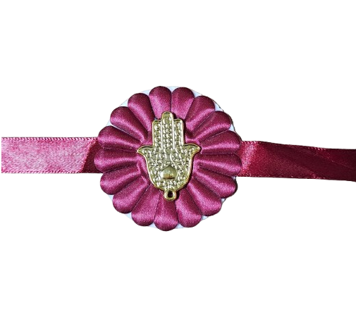 10 כריות יד לחינה - חמסה זהב וסרט בורדו