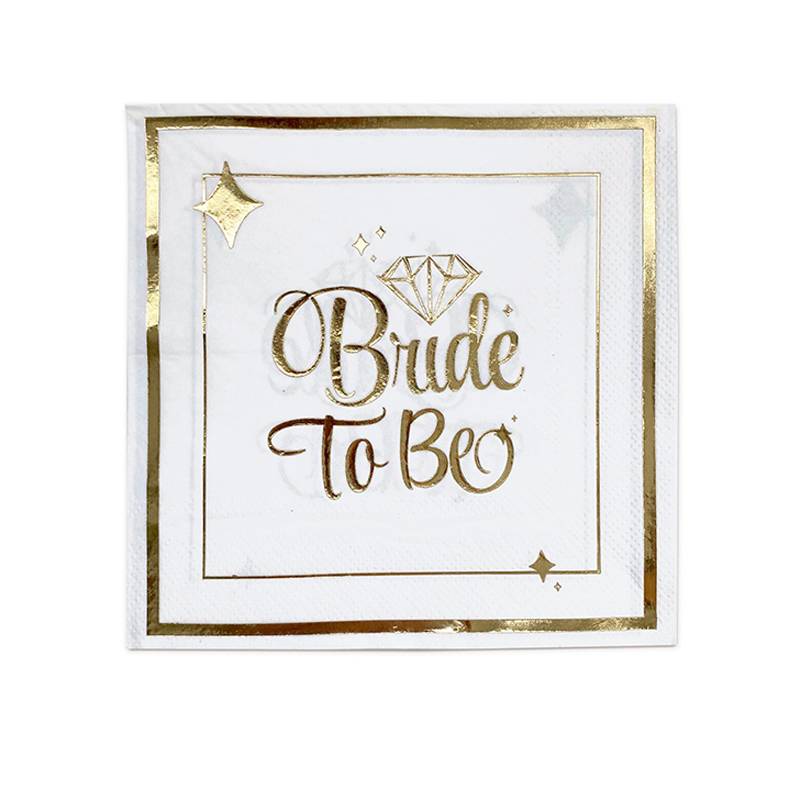 16 מפיות BRIDE TO BE לבן זהב 33X33 ס"מ