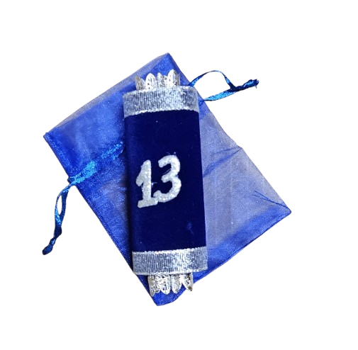 מארז 6 ספר תורה (קישוט) כחול/כסף