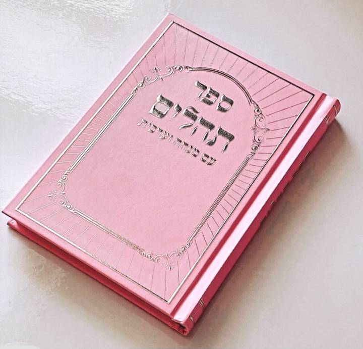 תהילים דגם רום ורוד כריכה קשה הטבעת כסף 13X18 ס"מ